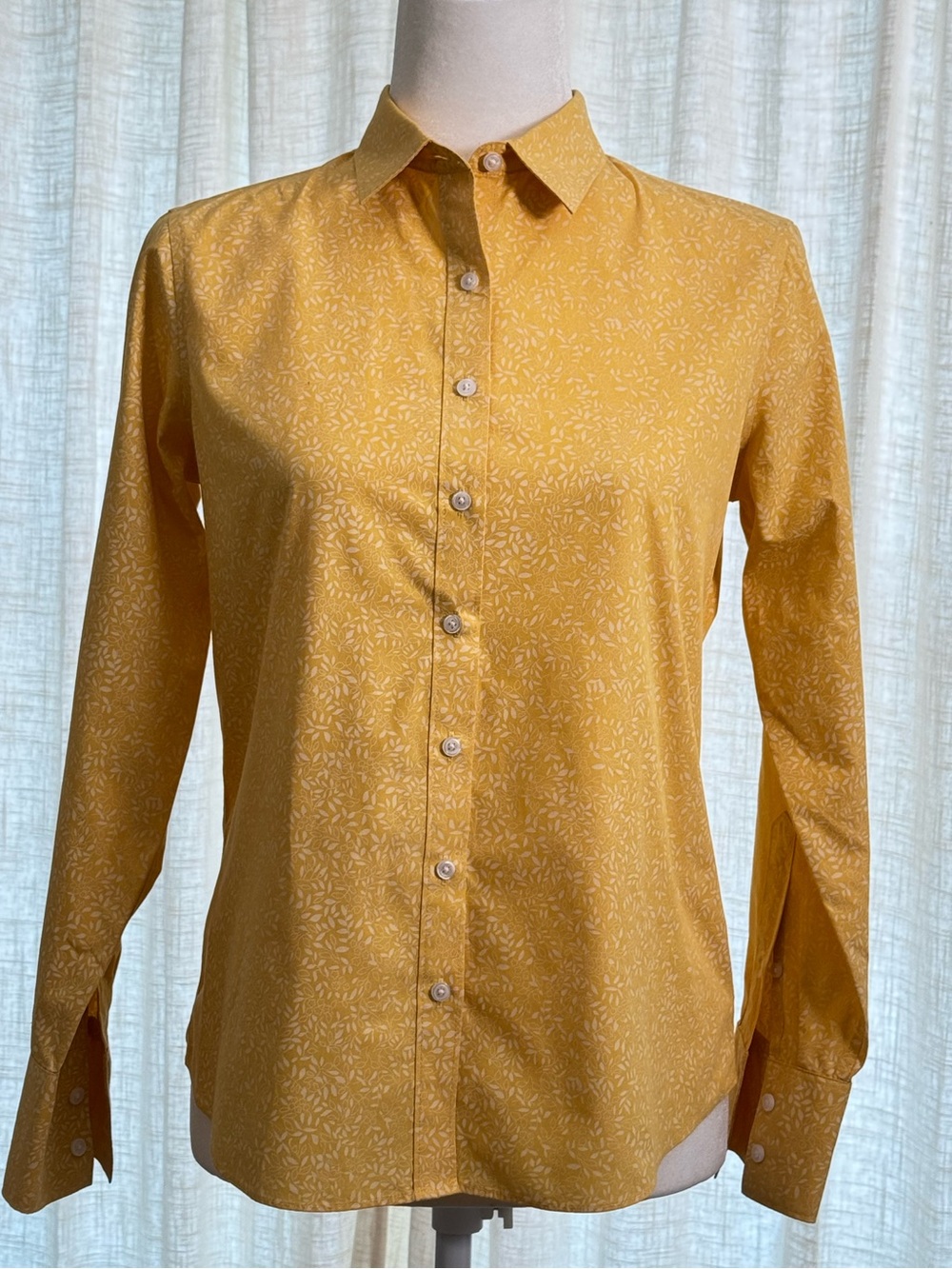Land’s End No Iron Supima Cotton Button Front Shirt in Yellow - Size 2P